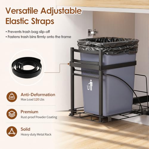 Pull Out Trash Can for Kitchen Cabinets 7-13 Gallon Under Sink Organizer