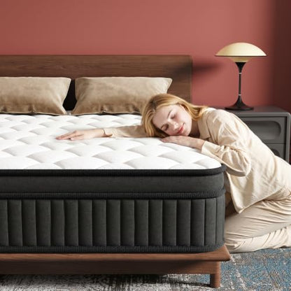 Full Size Hybrid Mattress in a Box - 12 Inch Memory Foam & Pocket Coil Support - Black, Full Size