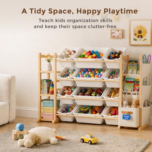 Toy Storage Organizer with 12 Bins & 3 Shelves - Kids Room Furniture