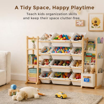 Toy Storage Organizer with 12 Bins & 3 Shelves - Kids Room Furniture