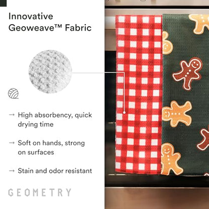 GEOMETRY Christmas Kitchen Towels 2-Pack Peppermint Pines Microfiber Quick Dry Set - 18x30 Inches