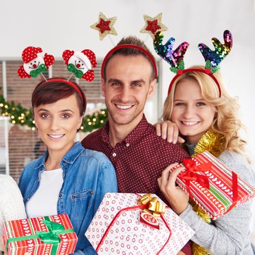 20 Pack Christmas Headbands with Santa Hat, Tree Antlers & Bow - Holiday Hair Accessories