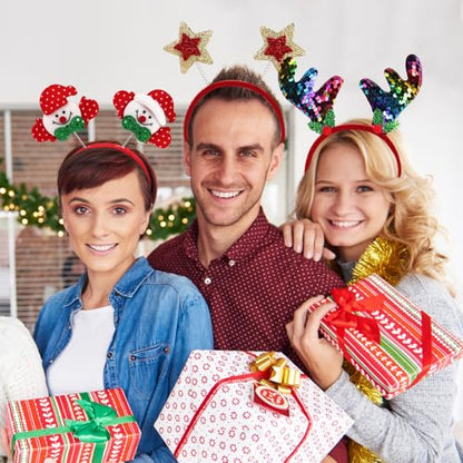 20 Pack Christmas Headbands with Santa Hat, Tree Antlers & Bow - Holiday Hair Accessories