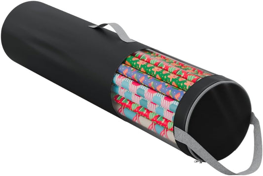 Primode Wrapping Paper Storage Bag - Durable 600D Oxford Organizer for Under Bed, 42” Length (Black)