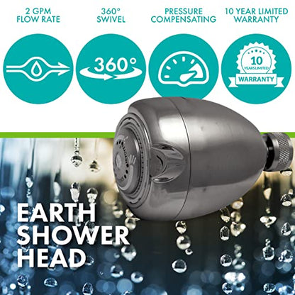 Energy Saving Fixed Shower Head 2.0 GPM - Brushed Nickel, 3 Spray Settings