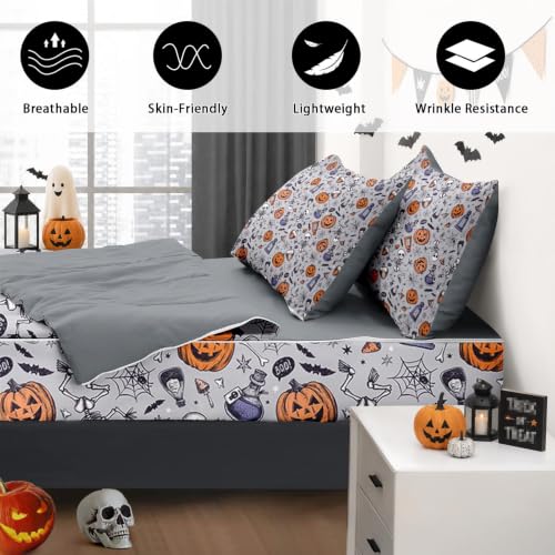 Halloween Pumpkin Kids Zipper Bedding Set - Full Size 3-Piece