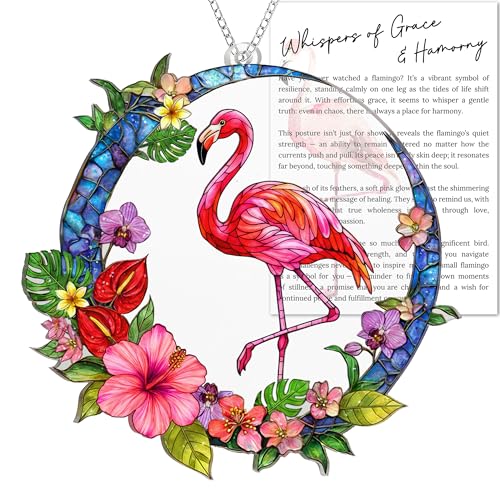 Moon Flamingo Window Hanging Ornament with Story Card - Pink Flamingo Decor