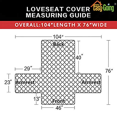 Easy-Going Reversible Loveseat Couch Cover for 2 Cushion Couch Sofa Cover for Dogs Water Resistant Furniture Protector with Foam Sticks Elastic Straps for Pet (Loveseat, Coffee/Ivory)