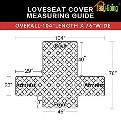 Easy-Going Reversible Loveseat Couch Cover for 2 Cushion Couch Sofa Cover for Dogs Water Resistant Furniture Protector with Foam Sticks Elastic Straps for Pet (Loveseat, Cyan/Ivory)
