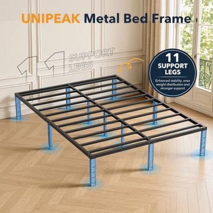 Black Queen Bed Frame with Storage, Metal Platform, Noise-Free Support