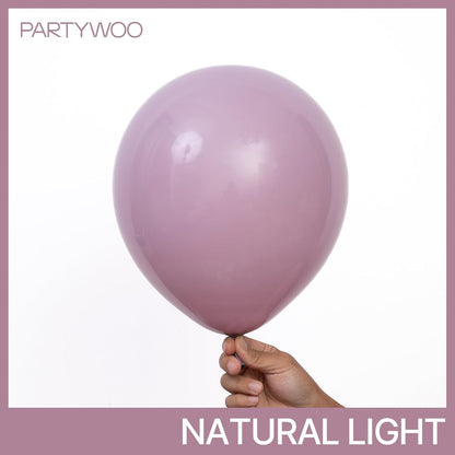 PartyWoo Dusty Purple Balloons - 140-Piece Lavender Boho Balloon Arch Kit | 12", 10", 5" Sizes for Baby Showers & Birthdays