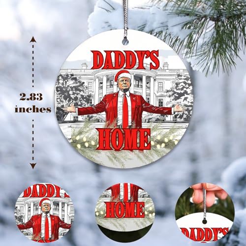 Christmas Trump Ornament 2025 Double-Sided Daddy's Home Patriotic Decor