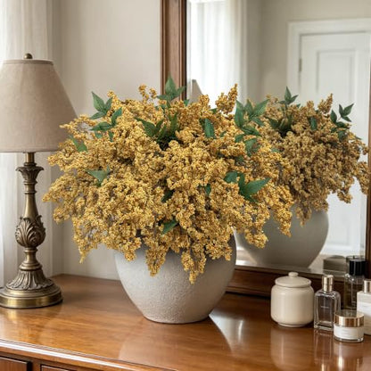 Artificial Nandina Berry Stem - Yellow 4 Pack, Faux Flowers for Decor