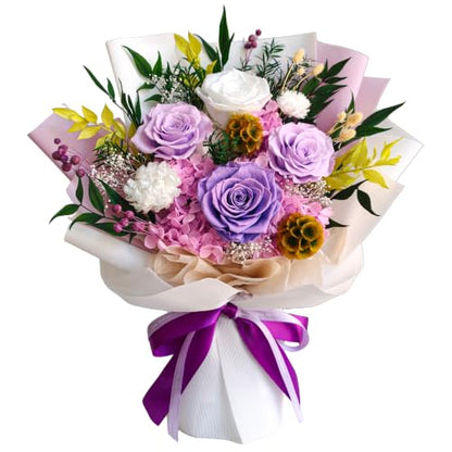Preserved Flowers Bouquet - Gypsophila Purple for Gifts & Decor