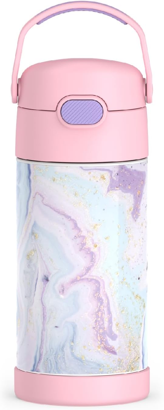 THERMOS FUNTAINER Water Bottle - 12 Ounce Kids Stainless Steel Vacuum Insulated with Straw - Dreamy Design