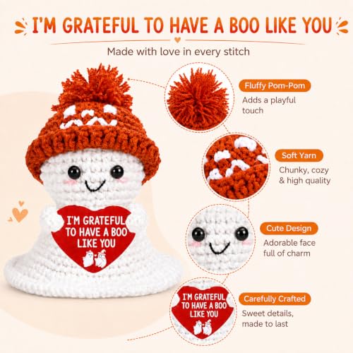 Halloween Boo Basket Stuffers for Him and Her, Cute Ghost Crochet Gift