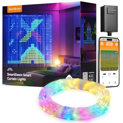 400 RGB LED Smart Curtain Lights with App Control - 6.6x6.6Ft, Customizable Colors & Scenes