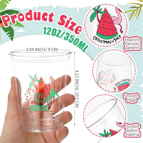 Christmas in July Plastic Cups Bulk 12oz Tropical Holiday Party Supplies - Flamingo & Summer Theme