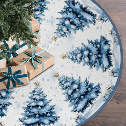 Blue Christmas Tree Skirt 48 Inch for Holiday Tree Decorations - Variation: Blue / 48in
