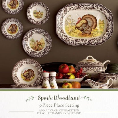 Spode Woodland 5-Piece Thanksgiving Dinnerware Set with Pheasant Design