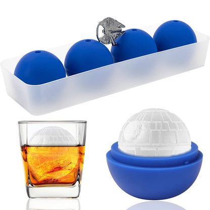 Happyou Whiskey Ice Ball Mold Death Star Ice Cube Mold,Great Star Wars Gifts for Men (4 Packs+1 Bottle Opener+Tray)