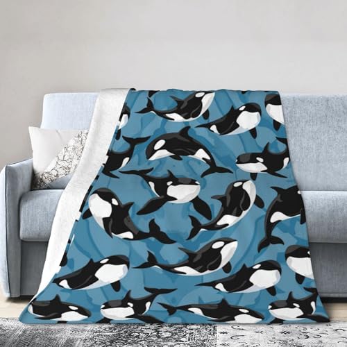 Killer Whale Throw Blanket Kids Orca Blanket 80x60 Cozy Soft Plush Gift