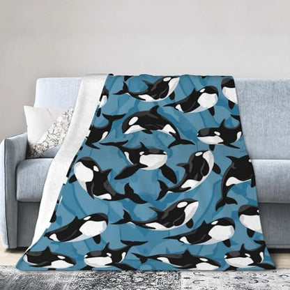 Killer Whale Throw Blanket Kids Orca Blanket 80x60 Cozy Soft Plush Gift