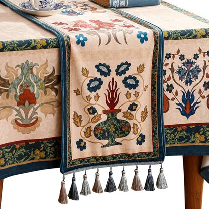Patdrea Designer Vintage French Velvet Table Runner 12x71 Inches - Herbert E Variation