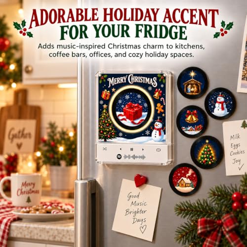 Multicolor Christmas Fridge Magnets with NFC Vinyl Records Mini Music Player