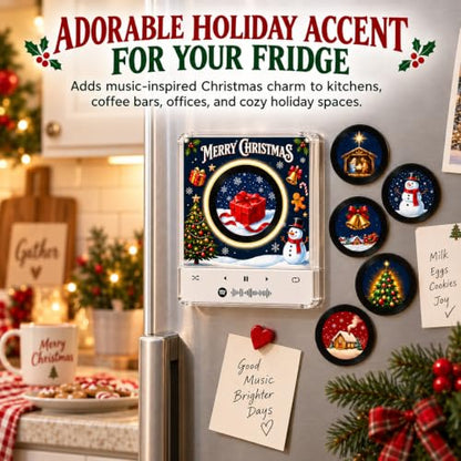 Multicolor Christmas Fridge Magnets with NFC Vinyl Records Mini Music Player