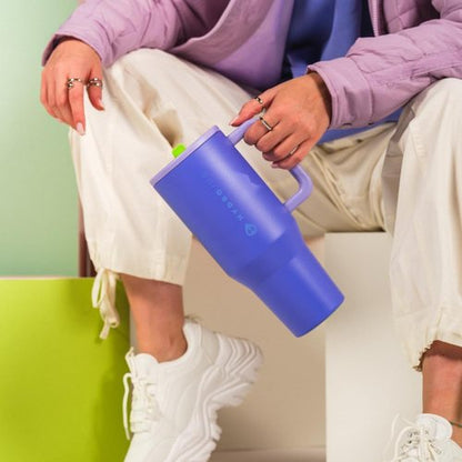 HydroJug Traveler 40 Oz Water Bottle - Leak Resistant, Insulated with Handle & Flip Straw - Lime Rickey