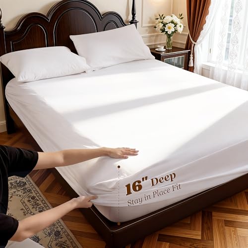 White Queen Egyptian Cotton Bed Sheet Set 1000 TC Deep Pocket 16"