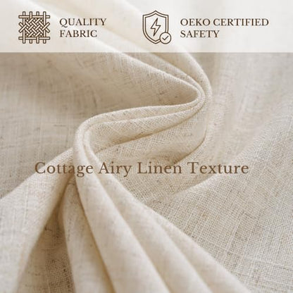 Natural Linen Curtains 24 Inch Length, Pinch Pleat, Light Filtering, 2 Panels