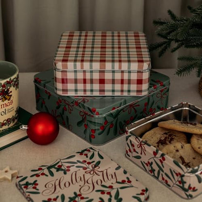 Square Cookie Tin Set of 3 - Holly Jolly Holiday Gift Containers