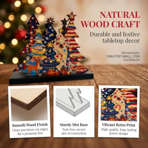 Christmas Tree Napkin Holder Wooden Farmhouse 6.3 Inch Holiday Decor