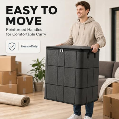 180L Foldable Storage Bags Set with Reinforced Handles - Large Capacity Closet Organizers