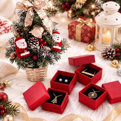 Yinkin 72 Pcs Ring Boxes Bulk with Velvet Liner - Red