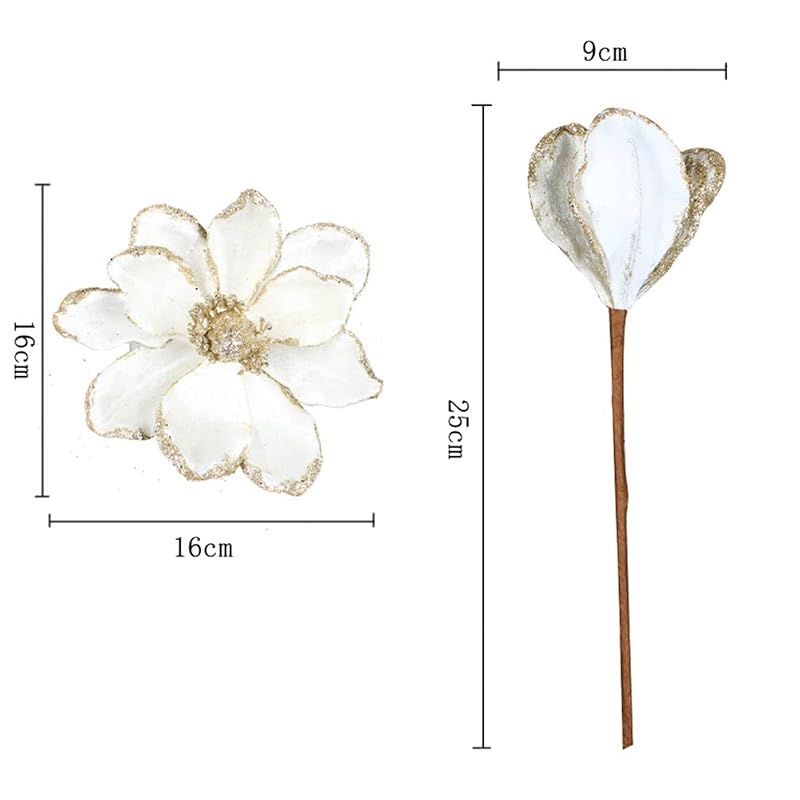 Glitter Poinsettia Artificial Flower 6.3 Inch 10 Pcs Christmas Tree Wreath Ornaments - White (Variation: White a+10)