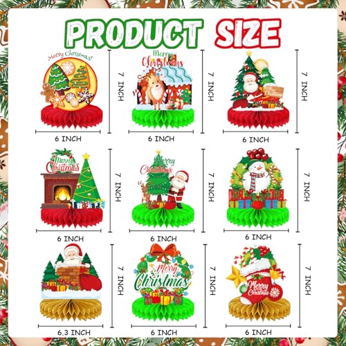 Christmas Table Decorations Centerpieces Set - Festive Holiday Party Supplies, 9 Pieces