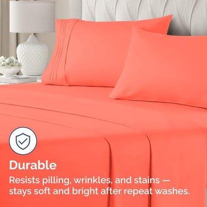 King Standard Pillow Cases - Ultra-Soft Hotel Quality Covers | Fade-Free & Wrinkle Resistant - Coral, Set of 2