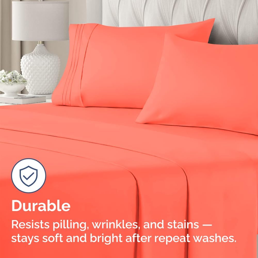 Skiennix Standard Pillow Cases Set of 4 - Ultra Soft Hotel Quality Covers - Machine Washable Coral