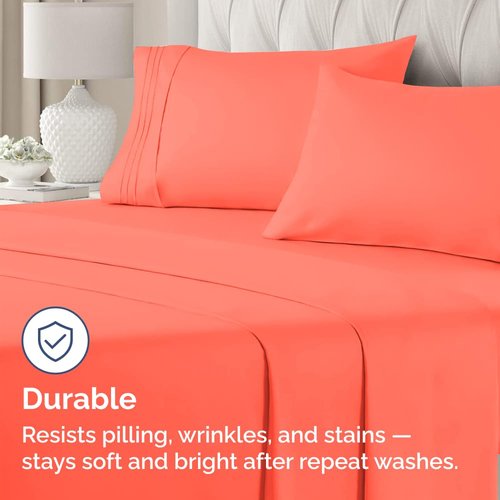 King Standard Pillow Cases Set of 2 - Ultra-Soft Hotel Quality Pillowcase Covers - Comfy, Cozy & Fade Free - Wrinkle Resistant - Machine Washable Pillow Protectors - 2 Piece Set - Coral