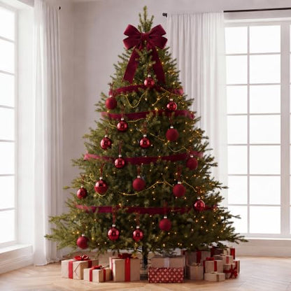 Large Burgundy Christmas Ball Ornament Set - 3.15 Inch Luxury Holiday Decor - 9 Pieces - Variation of Burgundy