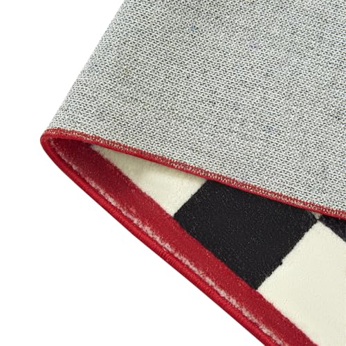 Christmas Nutcracker Rug 5x7 Black and White Washable Vintage Checkered Holiday Carpet
