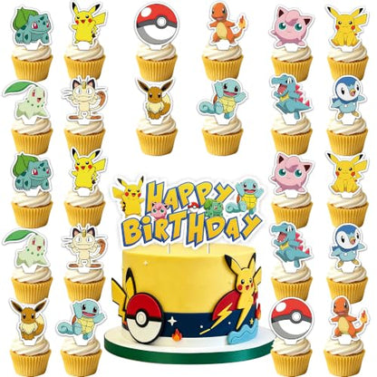 Anime Cake Topper Set for Birthday Party Decorations - 25 Pcs