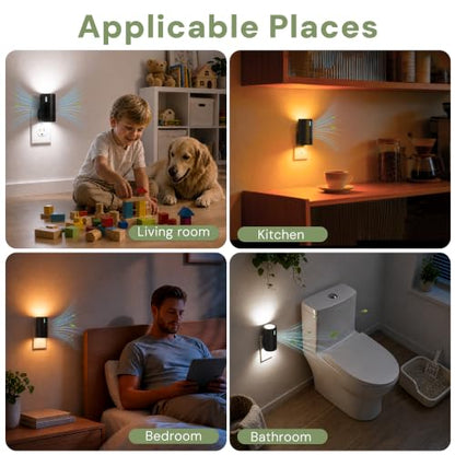 2 Pack Plug-In Air Purifier with Night Light, Ionic Air Cleaner for Home