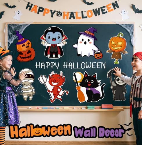 Halloween Cardboard Cutouts Set - 12 Large Spooky Characters for Decorations