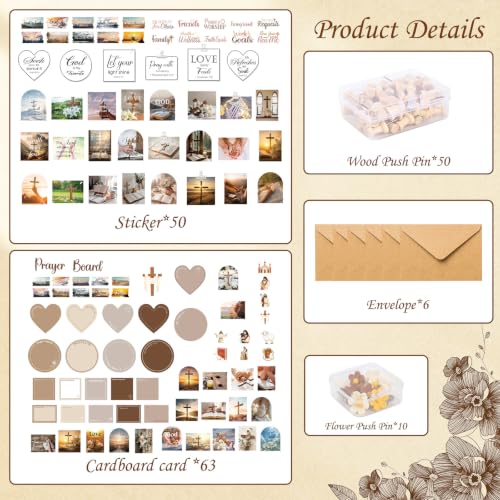 Christian Prayer Board Kit with Bible Verses & Stickers - 15.7 x 11.8 Inch - Religious Supplies