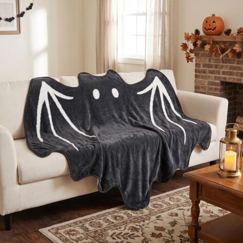 Halloween Bat Blanket Spooky Black Throw Blanket - 50x60 Inch, Gift for Women & Friends