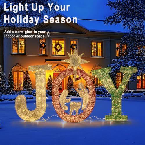 40-inch Lighted Christmas Yard Sign with 240 LED Lights and Nativity Scene